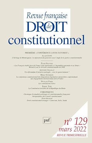 Revue française de droit constitutionnel n.129 : première conférence Louis Favoreau (édition 2022)