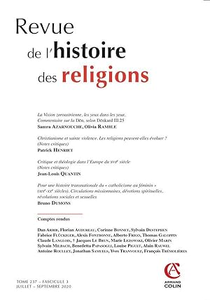 revue de l'histoire des religions n.237 : 3/2020 ; juillet-septembre 2020 ; varia