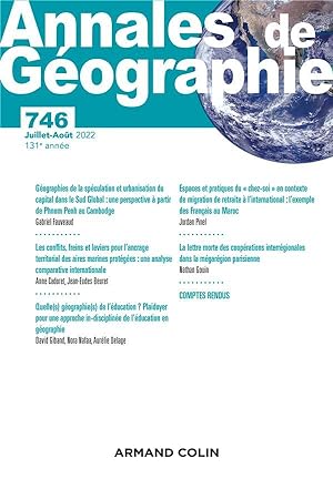 revue Annales de géographie n.746 : juillet-août 2022
