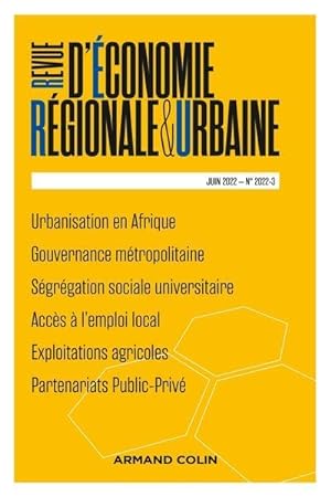 Revue d'économie régionale et urbaine n.2022-3 : varia