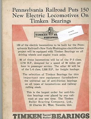 Timken Roller Bearing and Pennyslvania Railroad Vintage Advertisement ( Ad ) 1931 Original