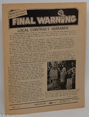 Final Warning. Special issue on contract (June 1974)