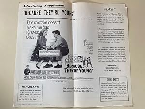 Because They're Young Advertising Supplement 1960 Dick Clark, Tuesday Weld, Michael Callan