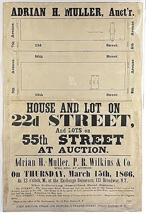 House and Lot on 22d Street [1 of 9 cartographically-illustrated Manhattan real estate auction br...