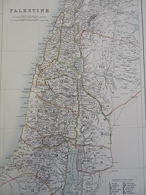 Palestine Israel Holy Land 12 Tribes 1890 scarce folio Scribner-Black map