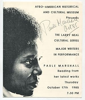 [Program]: Major Writers in Performance: Paule Marshall Reading from Her Latest Works. Thursday, ...