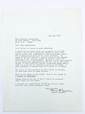 An excellent correspondence with his first literary agent, Dorothea Oppenheimer, covering the per...