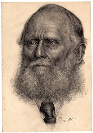 Antique Drawing-PORTRAIT-OLD MAN-BEARD-TIE-Anonymous-1948