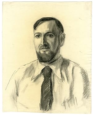 Antique Drawing-PORTRAIT-MAN-BEARD-MOUSTACHE-NAKED WOMAN-Leenknegt-ca. 1960