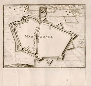 Plan of Narbonne from Topographia Galliae. First edition of the engraving.
