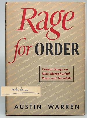 Rage for Order: Essays in Criticism