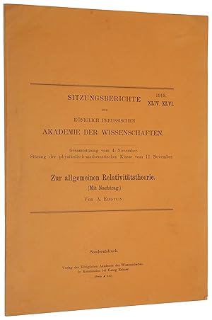 Zur allgemeinen Relativitätstheorie [with:] Zur allgemeinen Relativitätstheorie (Nachtrag). Offpr...
