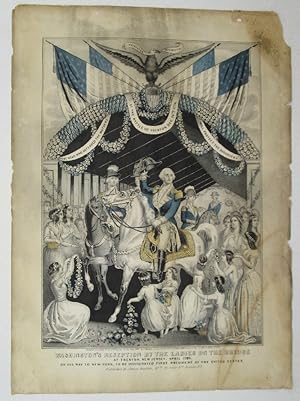 Washington's Reception by the Ladies on the Bridge Hand-Colored Lithograph by James Baillie 1848