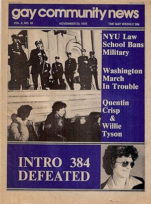 Gay Community News Vol. 6 no.18 Nov. 25, 1978