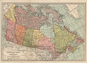 MAP OF THE DOMINION OF CANADA AND NEWFOUNDLAND,1913 Historical Colour map