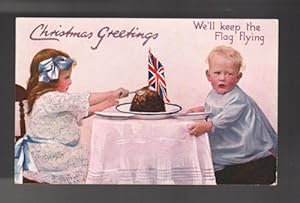 Keep the Flag Flying - Patriotic Christmas Pudding Postcard