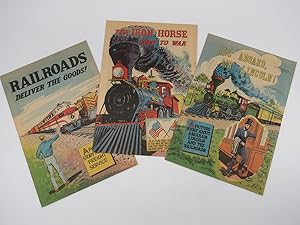 ALL ABOARD, MR. LINCOLN!; THE IRON HORSE GOES TO WAR; RAILROADS DELIVER THE GOODS (3 COMIC BOOKS)