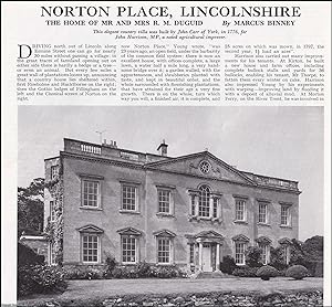 Norton Place, Lincolnshire: The Home of Mr and Mrs R. M. Duguid. Several pictures and accompanyin...