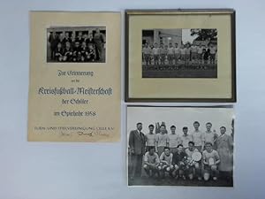 3 original Mannschaftsfotos inklusive einer Urkunde