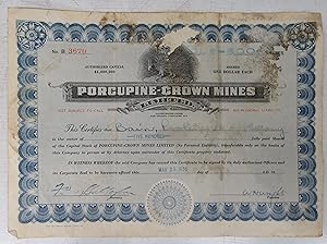 Porcupine-Crown Mines stock certificate