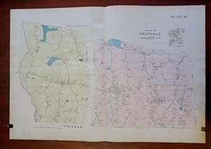 Tolland & Granville Mass. Town & City Plan 1912 Richards large detailed map