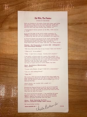 His Wife, The Painter (Hearse Broadside No. 1)