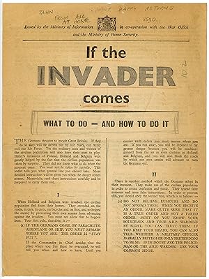If the Invader Comes An original, early Second World War leaflet issued by the British Government...