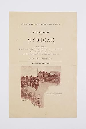 [Dépliant promozionale per] Giovanni Pascoli  Myricae  Terza edizione di gran lusso, arricchita...