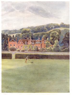 Mickelham, The old House in Surrey 1914 original beautiful Vintage Color Illustration