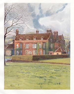 Barrow Green Court, Oxted 1914 original beautiful Vintage Color Illustration