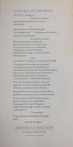 A Voyage To The Moon (Signed Broadside Poem)