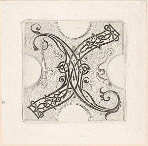 Mythological Roman Alphabet Leaf with Celtic Motif, Letter X.