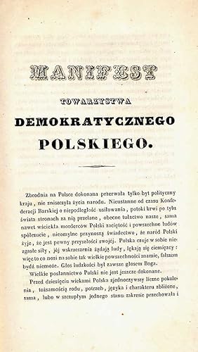 Manifest Towarzystwa Demokratycznego Polskiego oraz Uwagi Centralizacyi przy dyskussyi nad Manife...