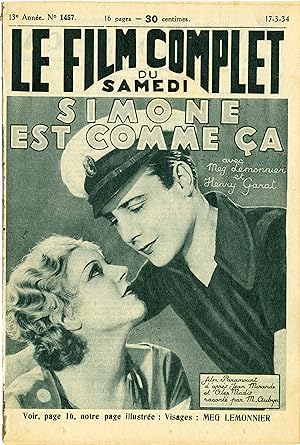 "SIMONE EST COMME ÇA" Réalisé par Karl (Charles) ANTON en 1932 d'après un scénario de Yves MIRAND...