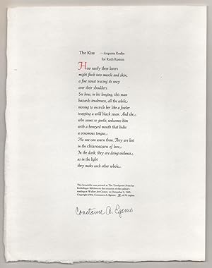 The Kiss - Auguste Rodin for Ruth Roston (Signed Broadside)