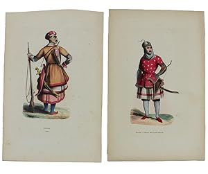 CIRCASSO. Due tavole del 1844 acquerellata a mano, cm 27x18 circa.:
