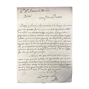 CARTA DIRIGIDA A RAMÓN DE MESONERO ROMANOS REMITIDA POR DOMINGO NIETO Y MÁRQUEZ (1803-1844), GRAN...