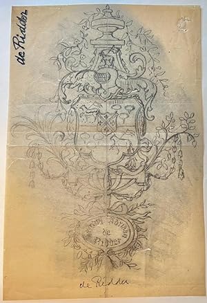 Wapenkaart/Coat of Arms: Original preparatory drawing of De Ridder Coat of Arms/Family Crest, 1 p.