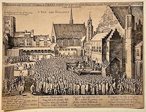 Antique print, etching, execution | De onthoofding van Johan van Oldenbarnevelt, published ca. 16...