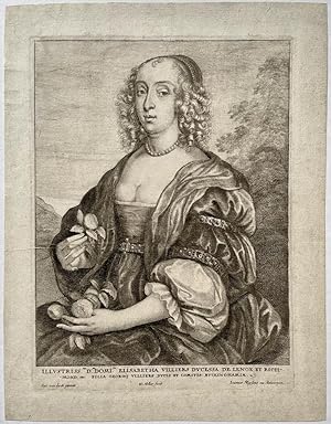 Antique print, etching | Portrait of Elisabetha Maria Villiers, published ca. 1645-1650.