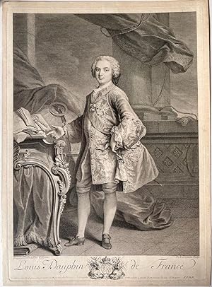 [Antique portrait print, engraving] Portrait of Louis, Dauphin de France, published ca. 1740-1755...