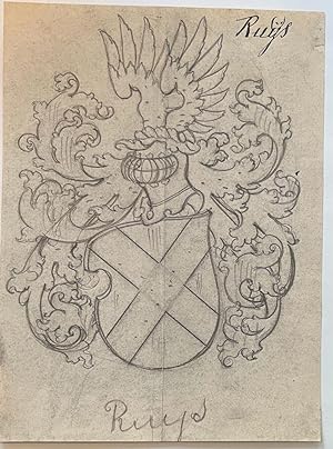 Wapenkaart/Coat of Arms: Original preparatory drawing of the Ruys (Ruijs) Coat of Arms/Family Cre...