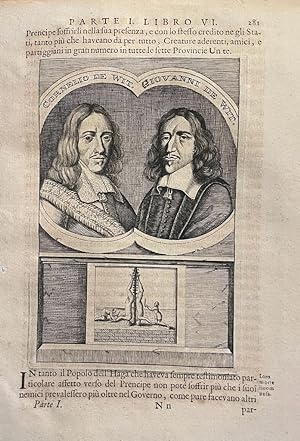 [Antique engraving, bookillustration, Gebroeders de Witt, ca 1700] Portrait print of Johan and Co...