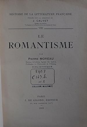 Histoire De La Littérature fr. Le Romantisme