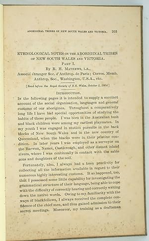 Ethnological notes on the Aboriginal Tribes of New South Wales and Victoria. Part 1
