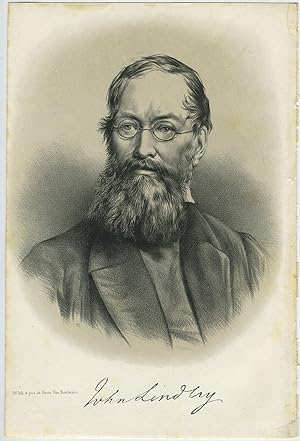 Portrait lithograph of John Lindley. English Botanist