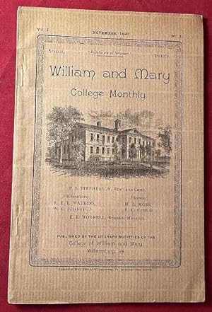 William and Mary College Monthly ISSUE #1 [November, 1890]