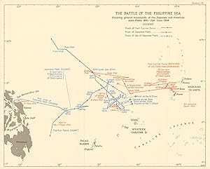 The Battle of the Philippine Sea showing general movements of the Japanese and American main flee...
