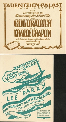 10 Film-Einladungskarten, alle entworfen von Karl MICHEL, für Uraufführungen zu Filmen im Tauentz...
