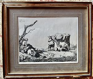 Le Berger et la bergère avec leur troupeau